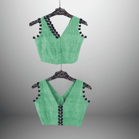 Sleeveless Blouse with Tassels and Applique-RKFCWSBT015